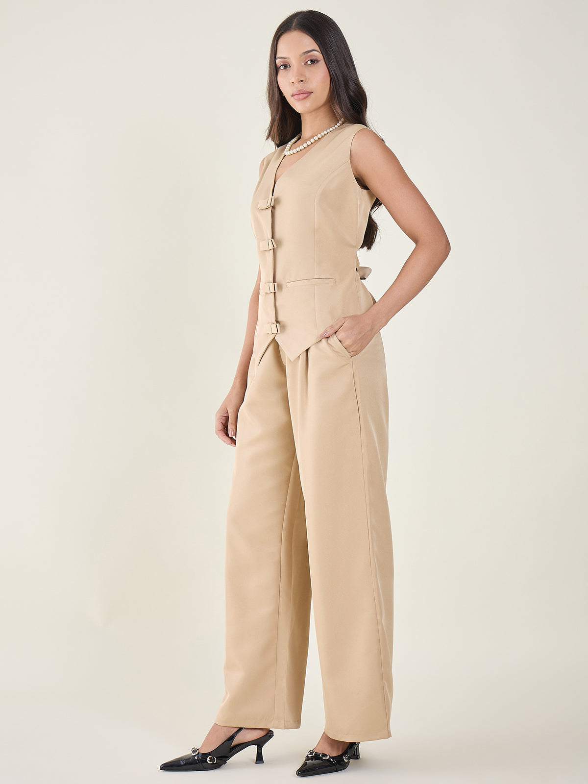 Cotton Bow Corset Pant Set