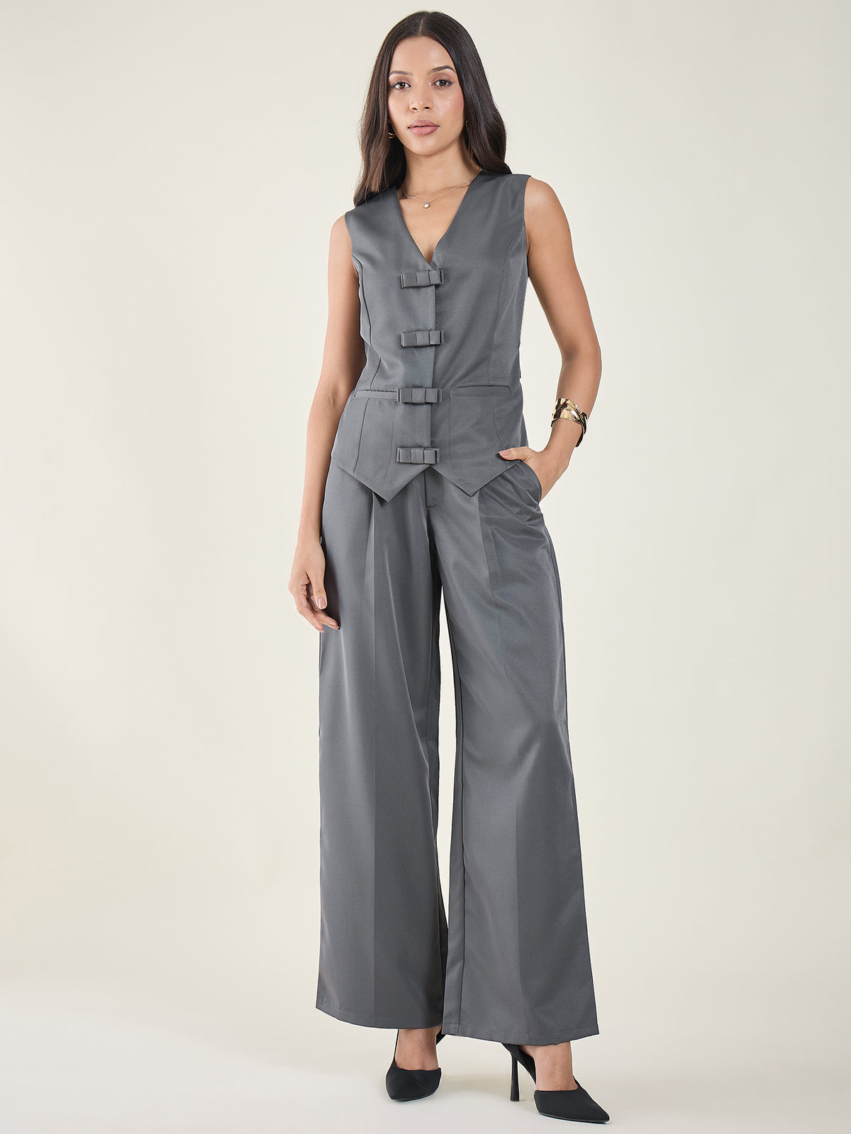 Cotton Bow Corset Pant Set