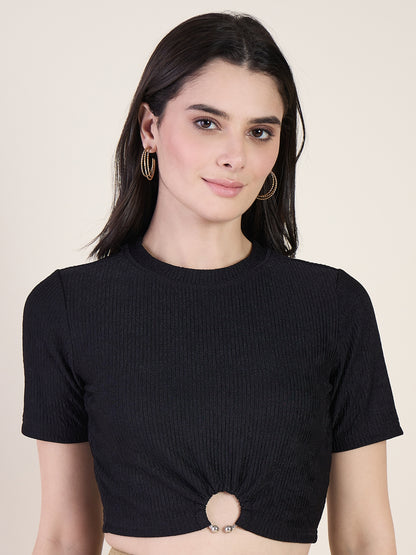 Lycra Ring Cut Out Crop Top