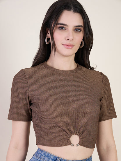 Lycra Ring Cut Out Crop Top