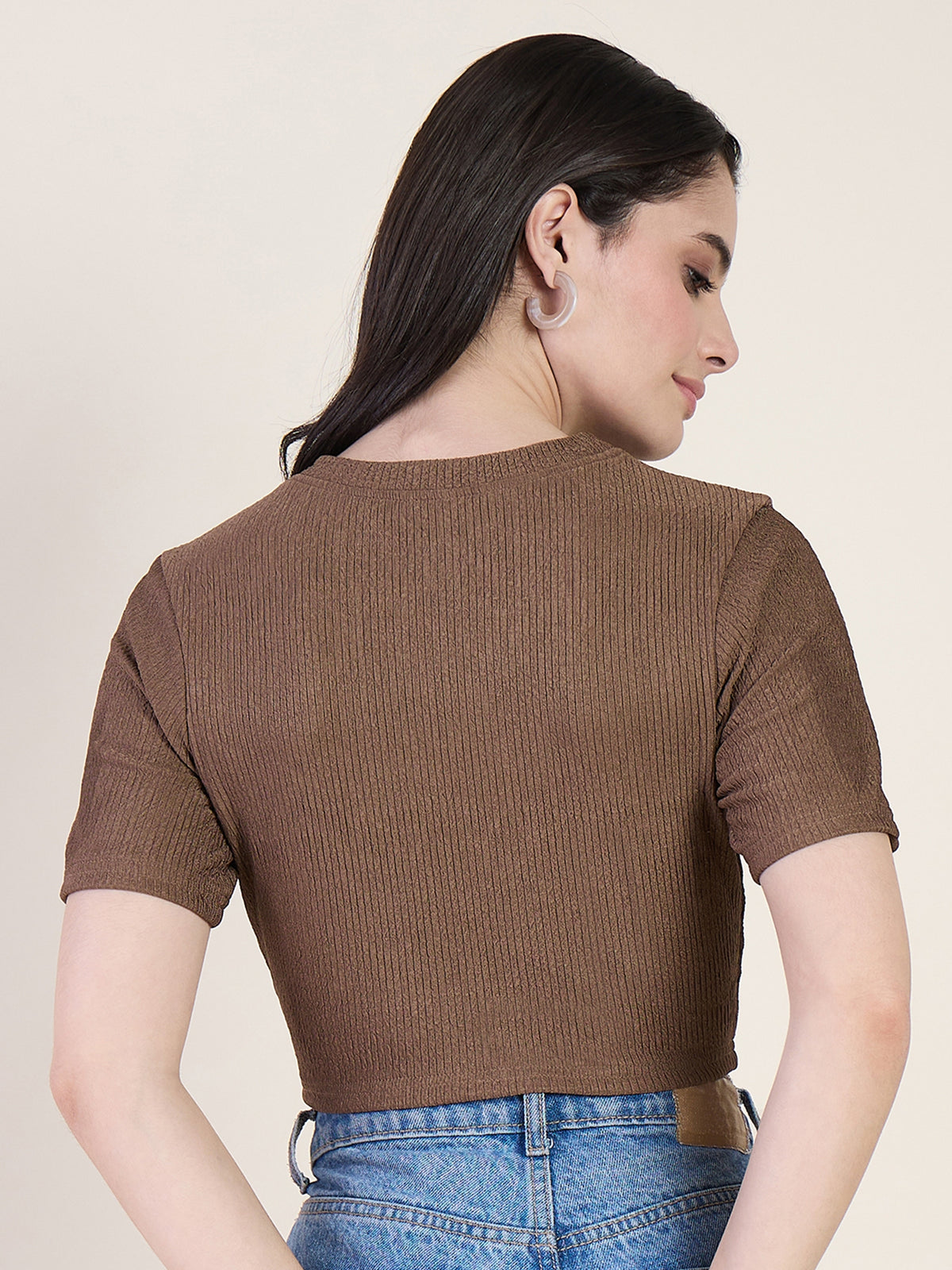 Lycra Ring Cut Out Crop Top