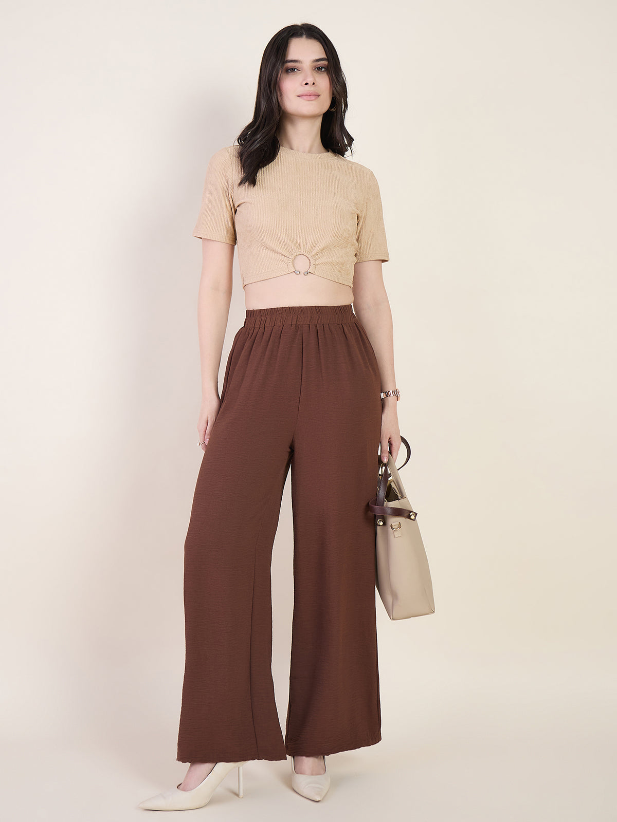 Lycra Ring Cut Out Crop Top