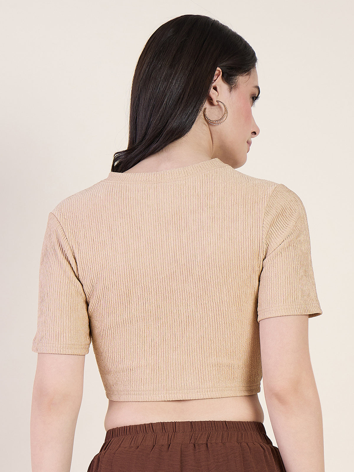 Lycra Ring Cut Out Crop Top