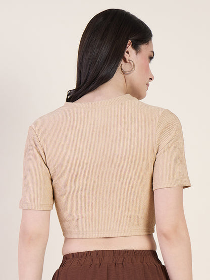 Lycra Ring Cut Out Crop Top