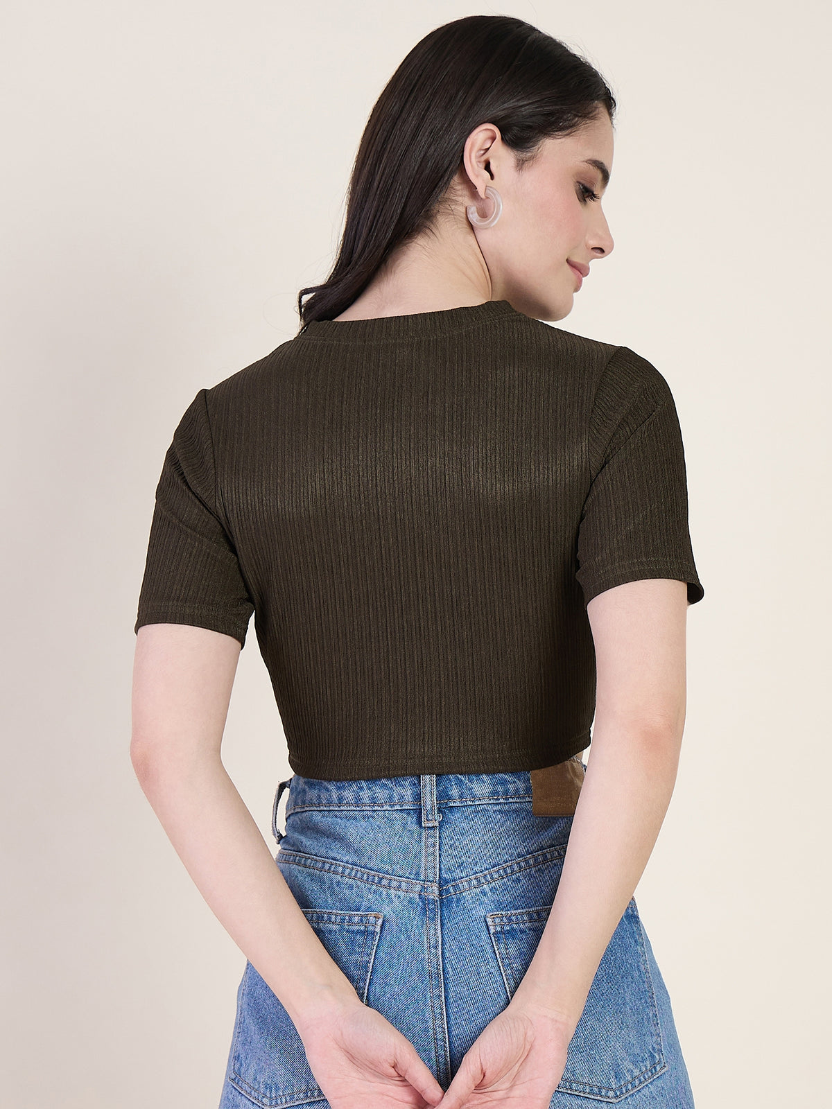 Lycra Ring Cut Out Crop Top