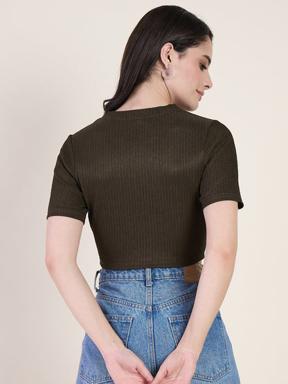Lycra Ring Cut Out Crop Top