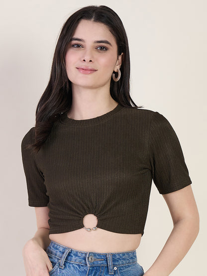 Lycra Ring Cut Out Crop Top