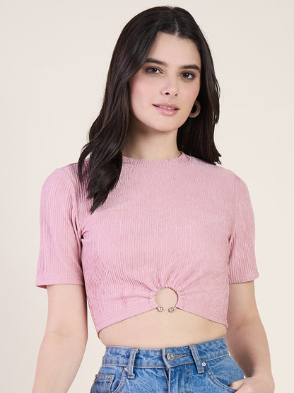 Lycra Ring Cut Out Crop Top