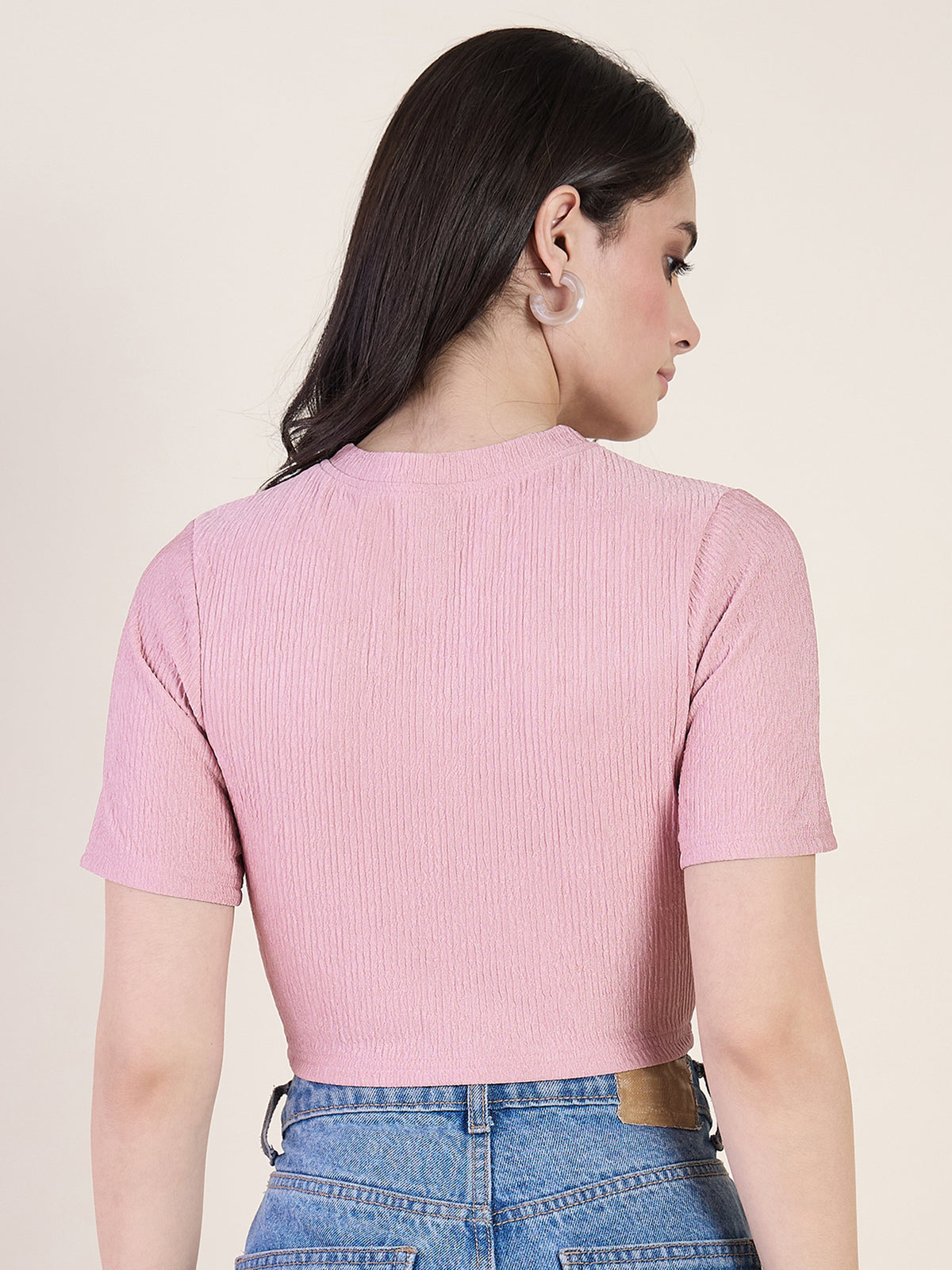 Lycra Ring Cut Out Crop Top