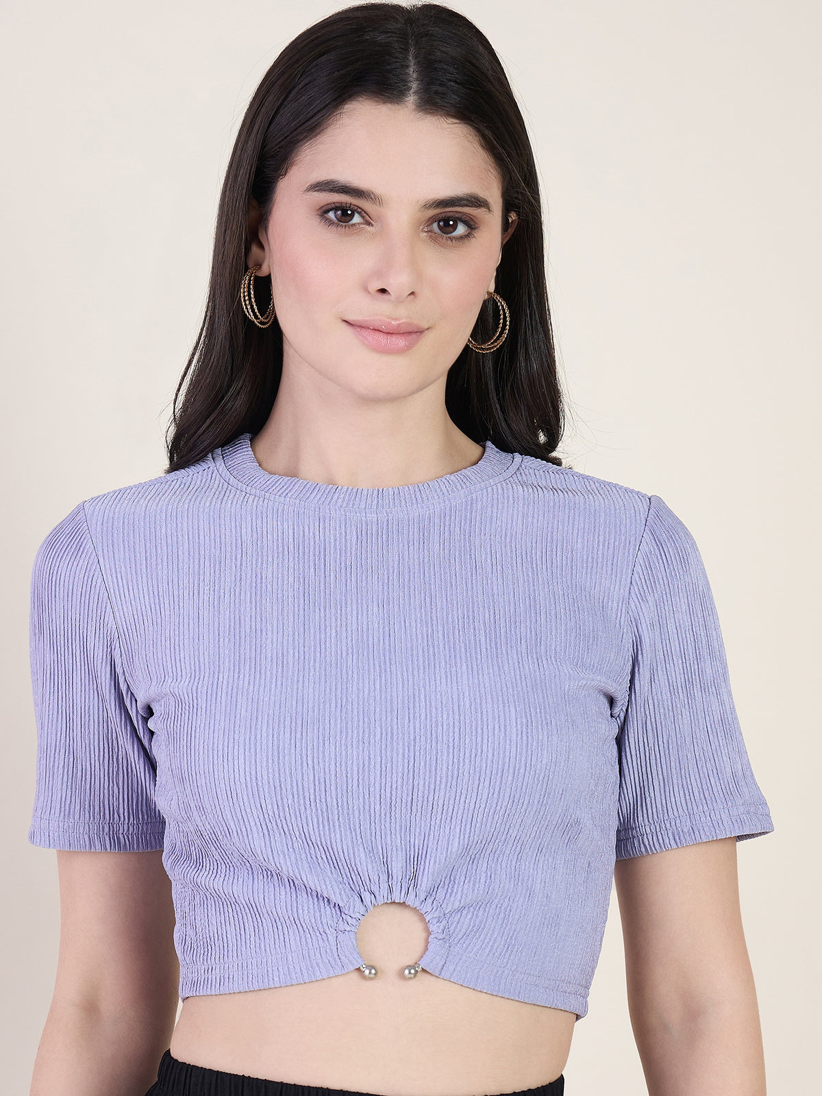Lycra Ring Cut Out Crop Top