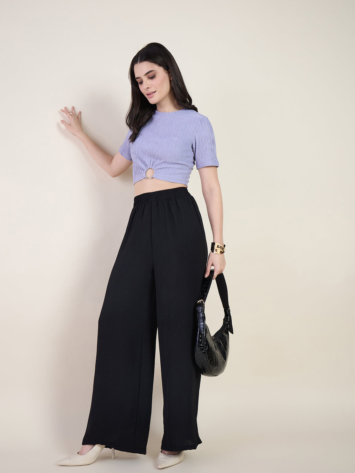 Lycra Ring Cut Out Crop Top