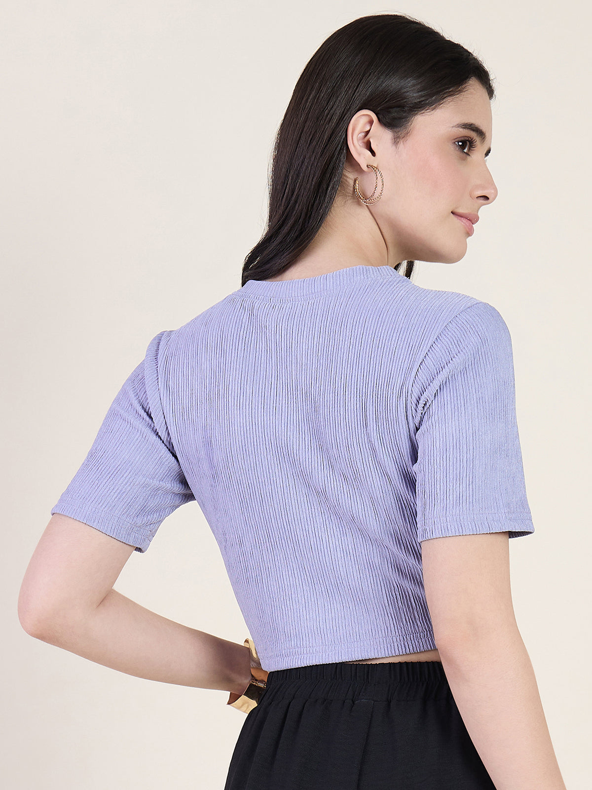 Lycra Ring Cut Out Crop Top