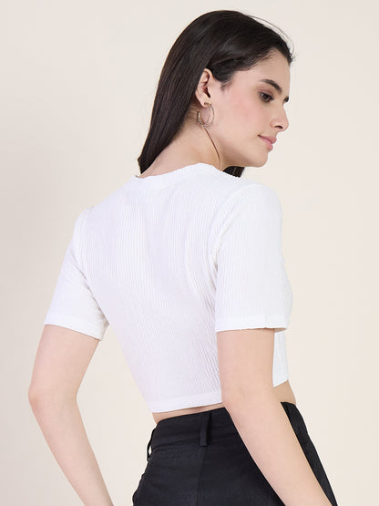 Lycra Ring Cut Out Crop Top