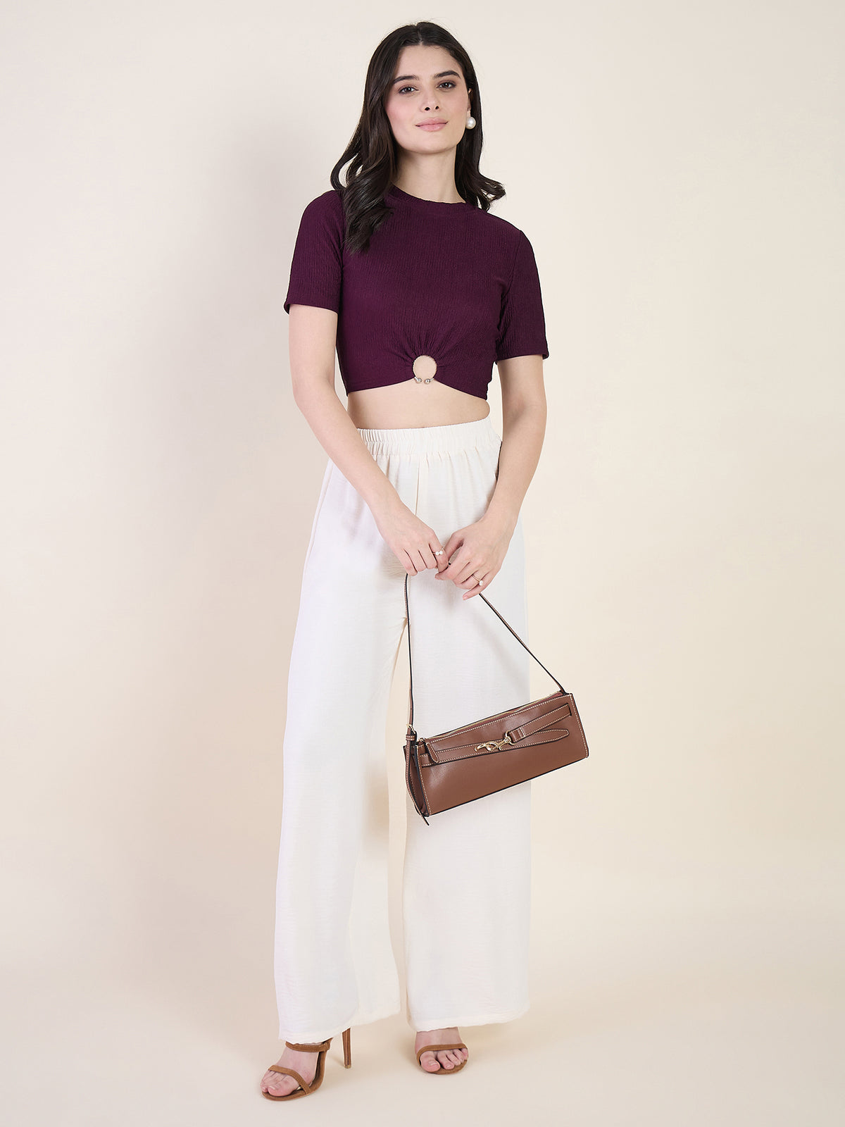 Lycra Ring Cut Out Crop Top