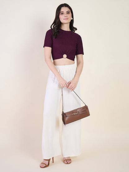 Lycra Ring Cut Out Crop Top