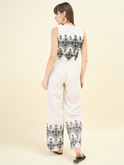 Embroidered Crop Top Palazzo Set