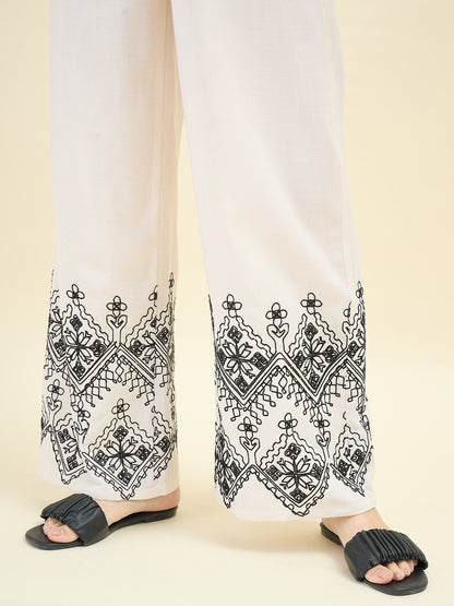 Embroidered Crop Top Palazzo Set