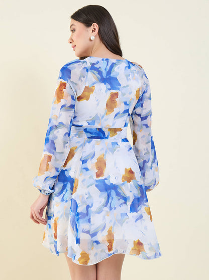 Watercolor Floral Georgette Mini Dress