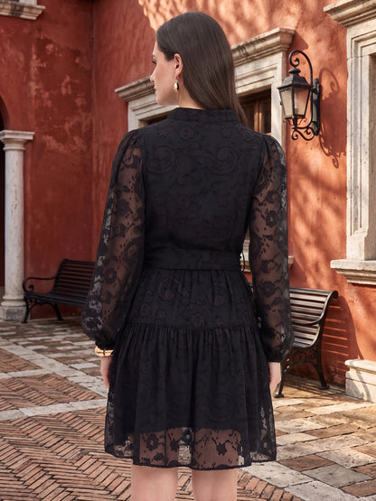 Floral Self Design Georgette Wrap Mini Dress