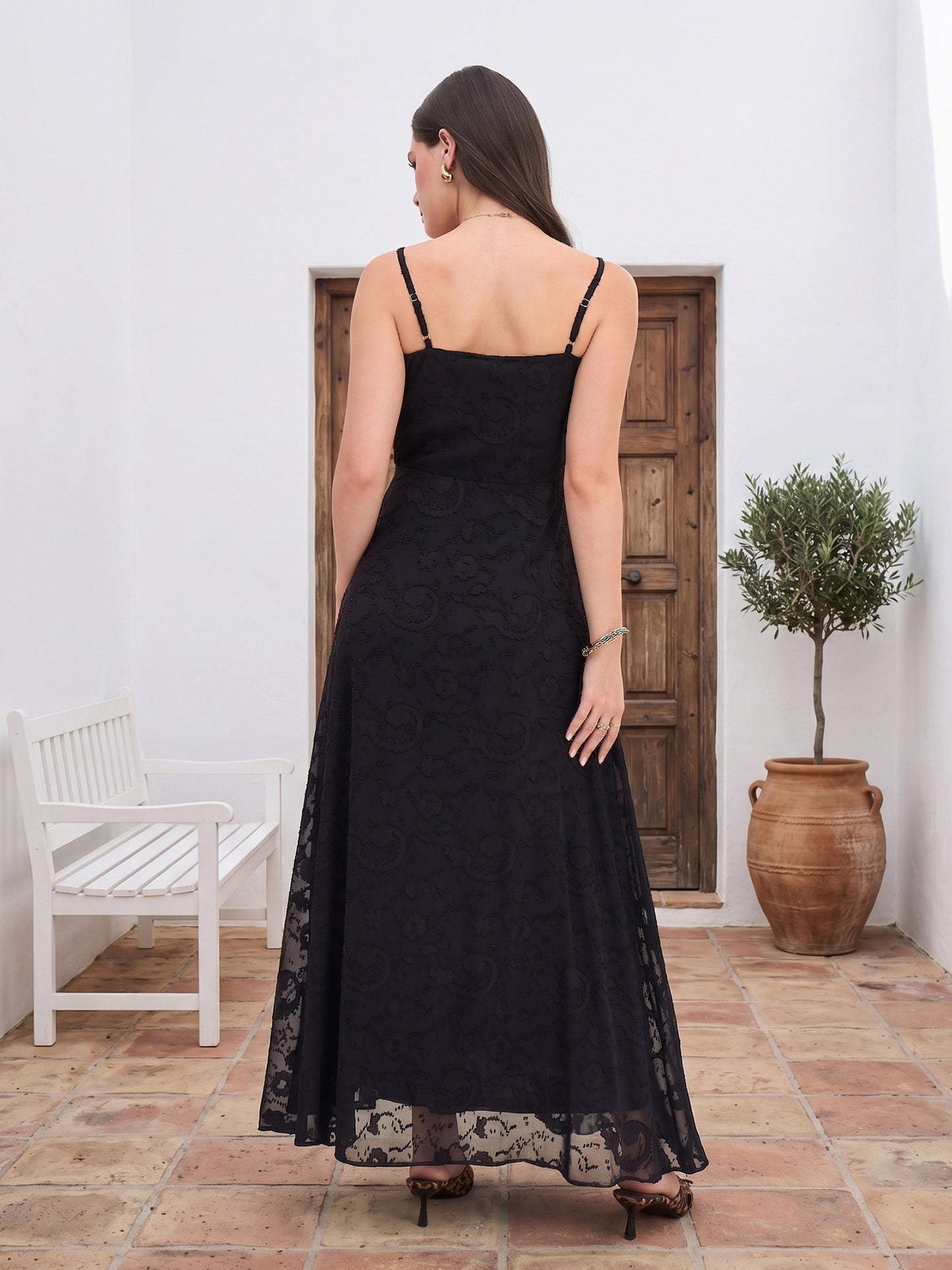 Floral Burnout Georgette Maxi Dress