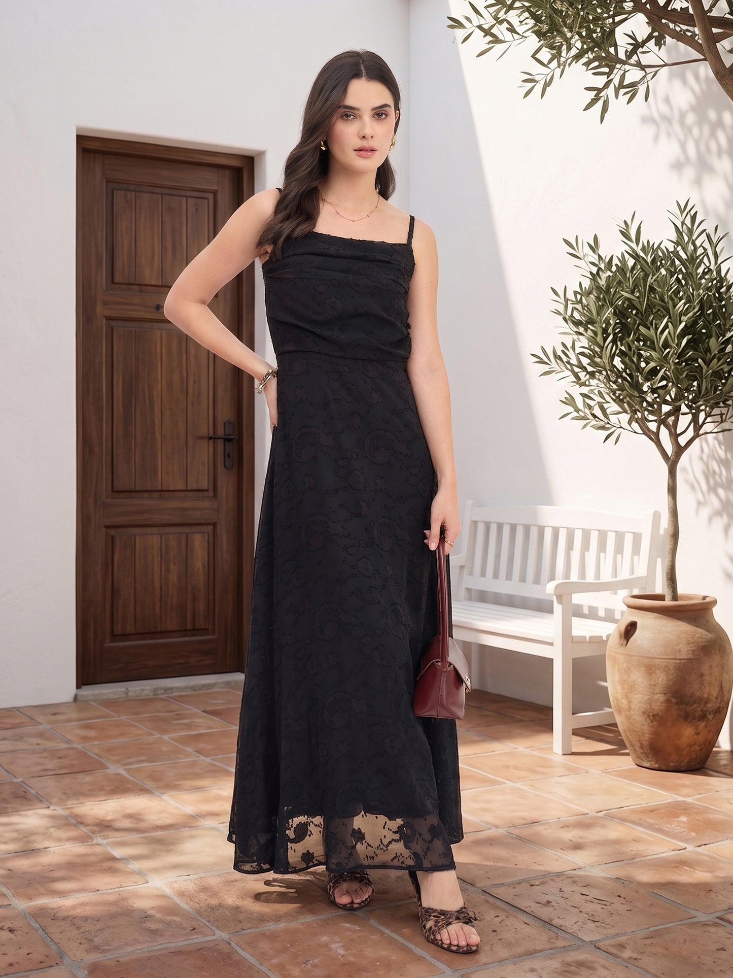 Floral Burnout Georgette Maxi Dress