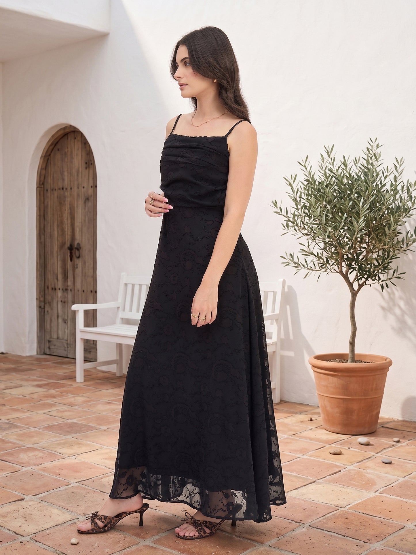 Floral Burnout Georgette Maxi Dress