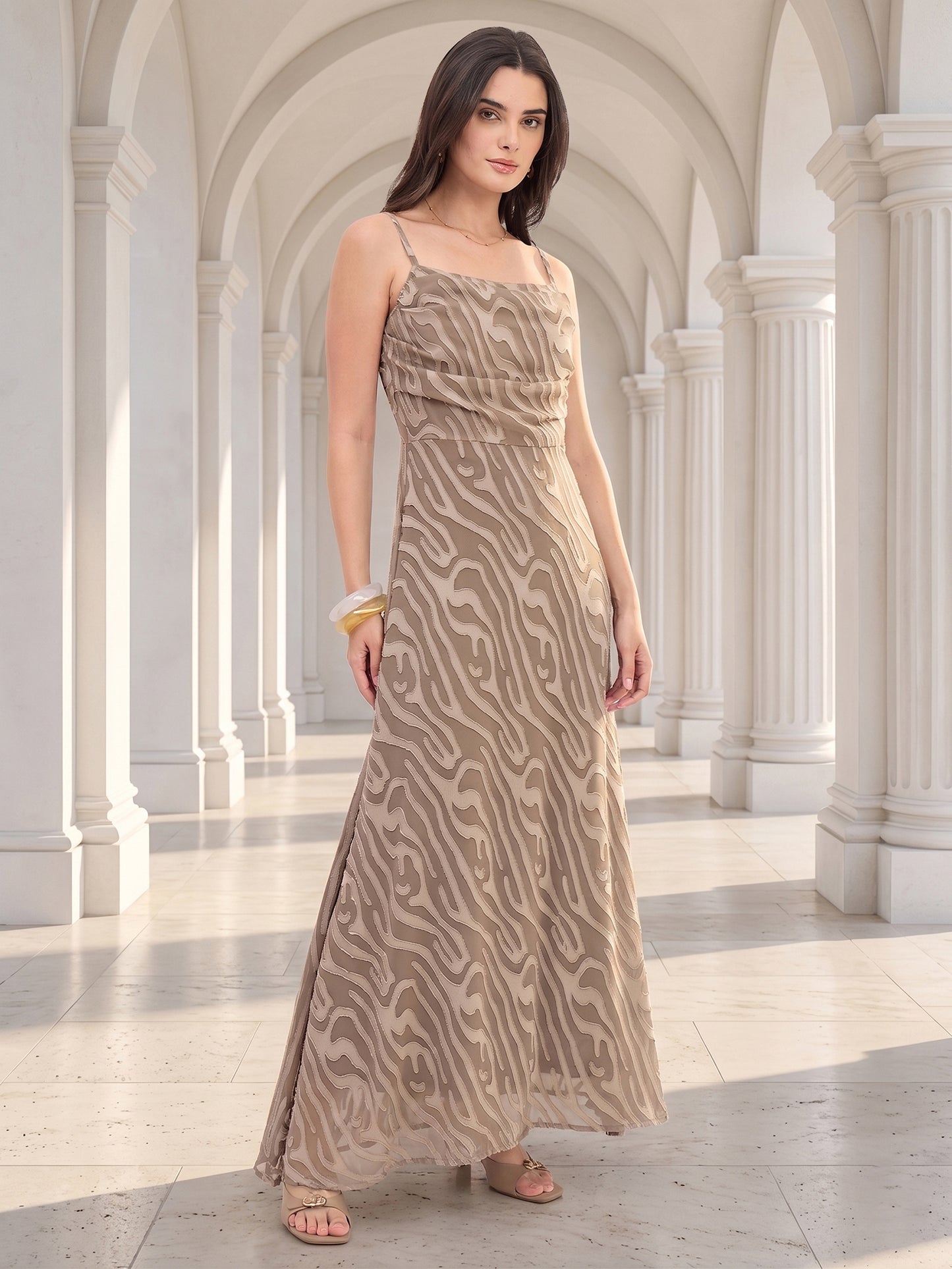 Floral Burnout Georgette Maxi Dress