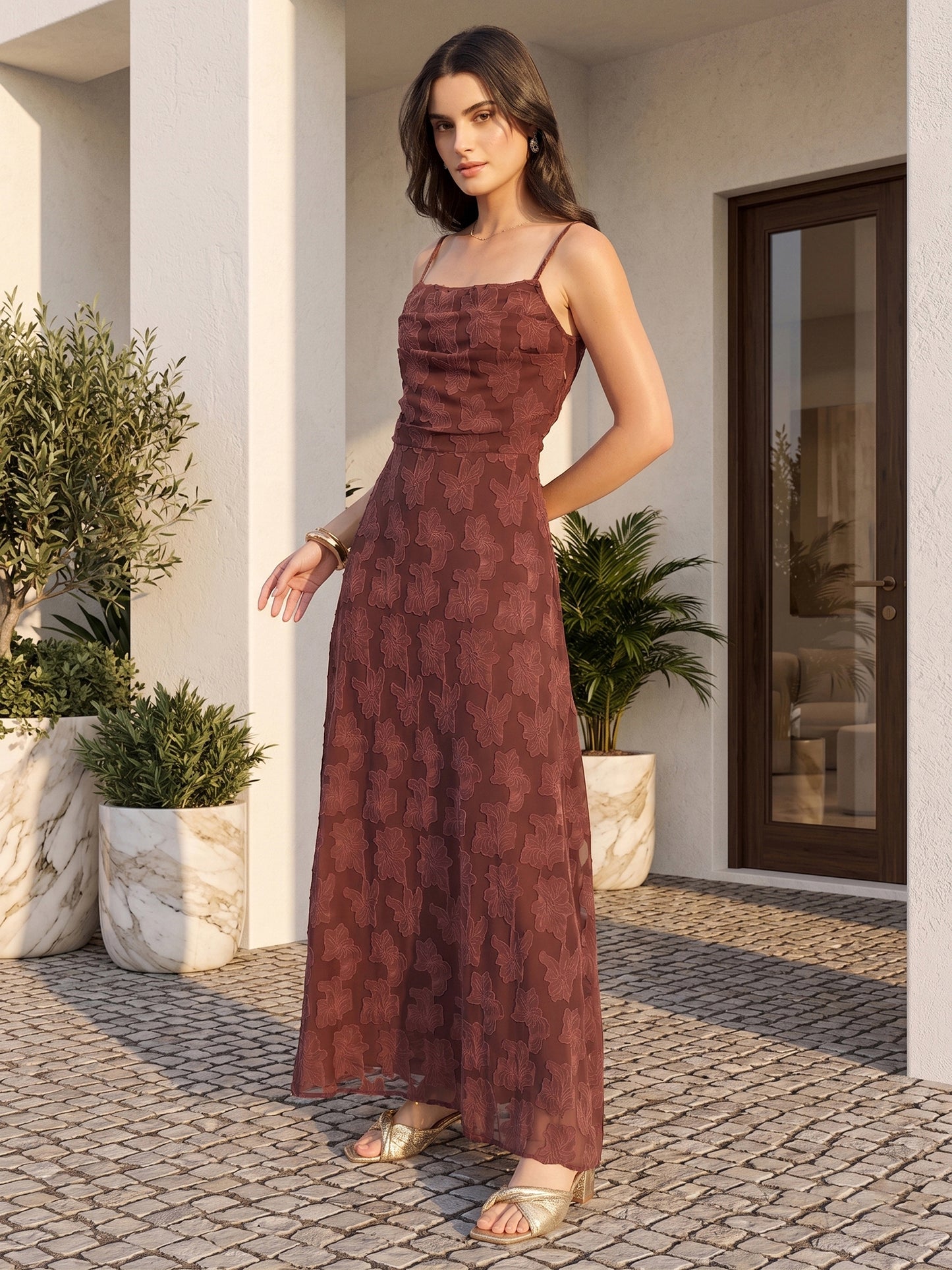 Floral Burnout Georgette Maxi Dress