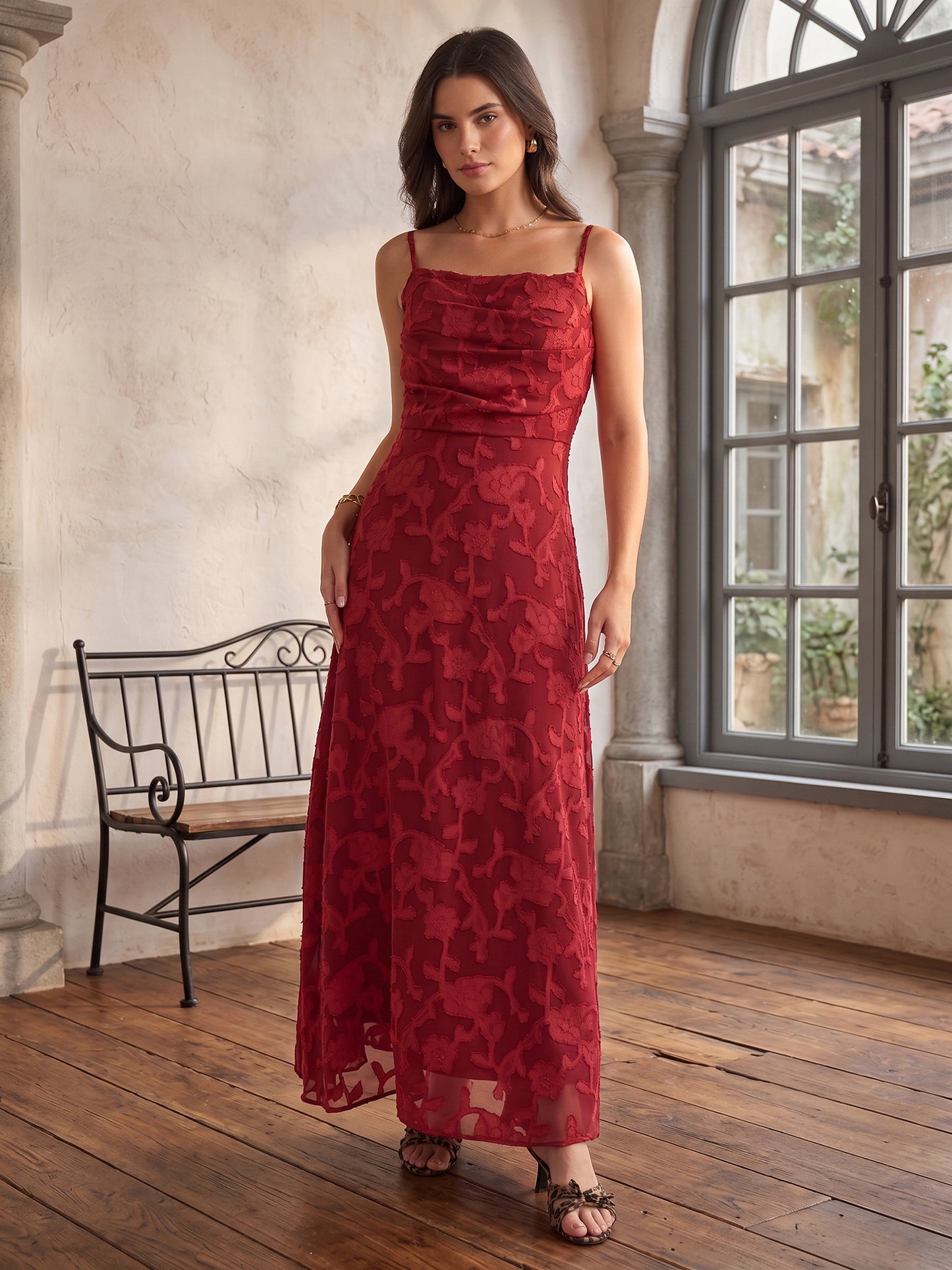 Floral Burnout Georgette Maxi Dress
