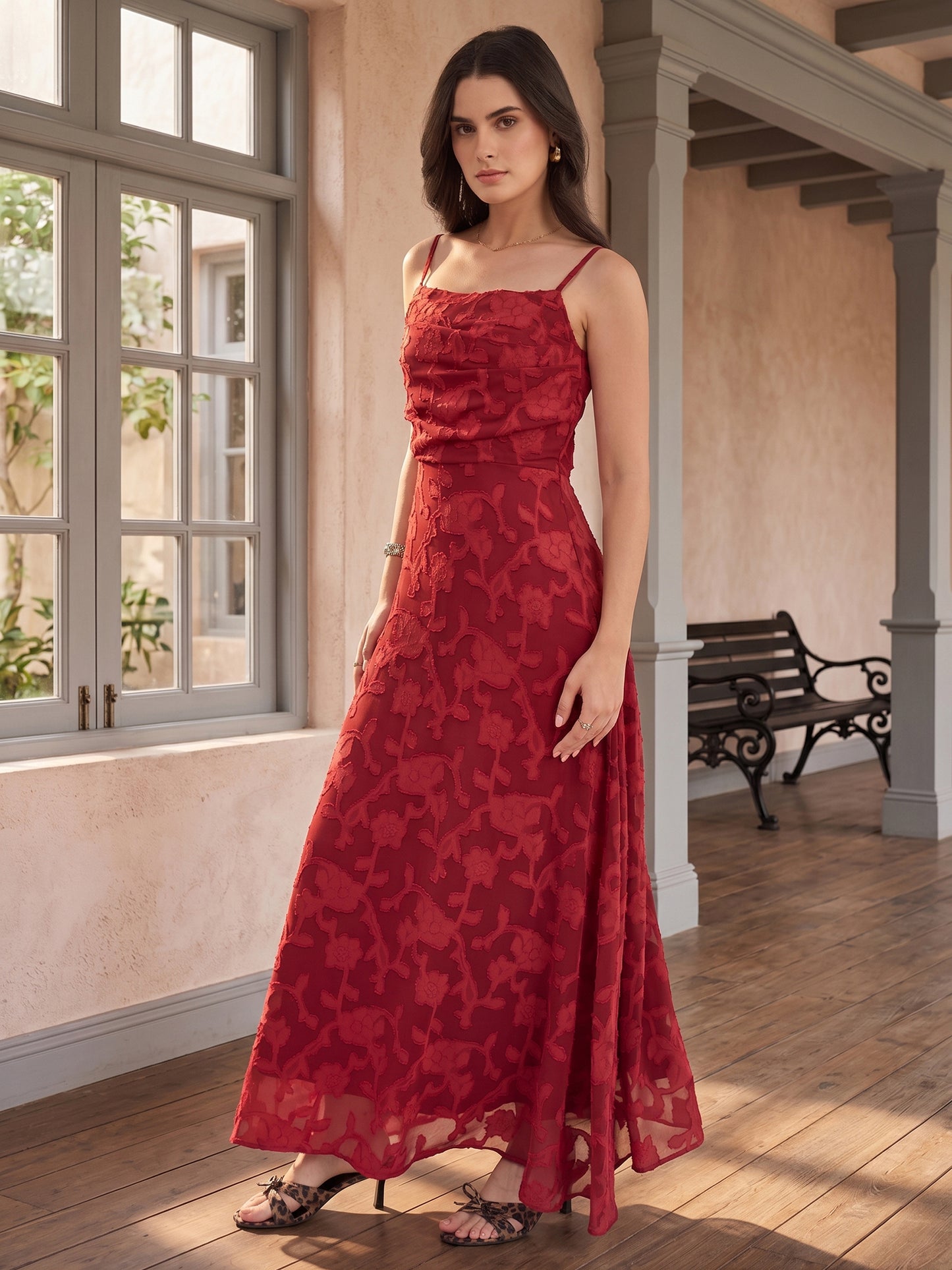 Floral Burnout Georgette Maxi Dress