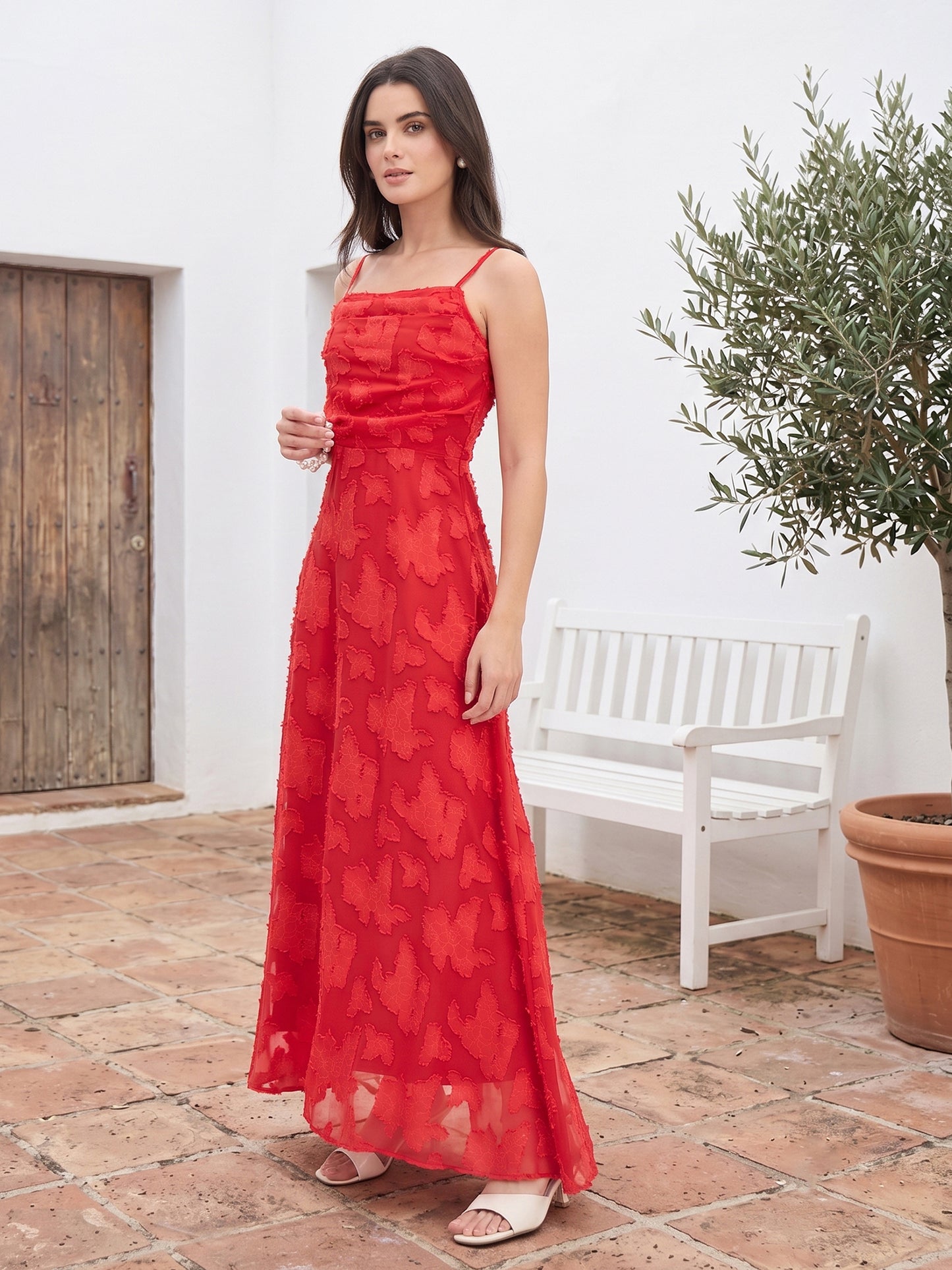 Floral Burnout Georgette Maxi Dress