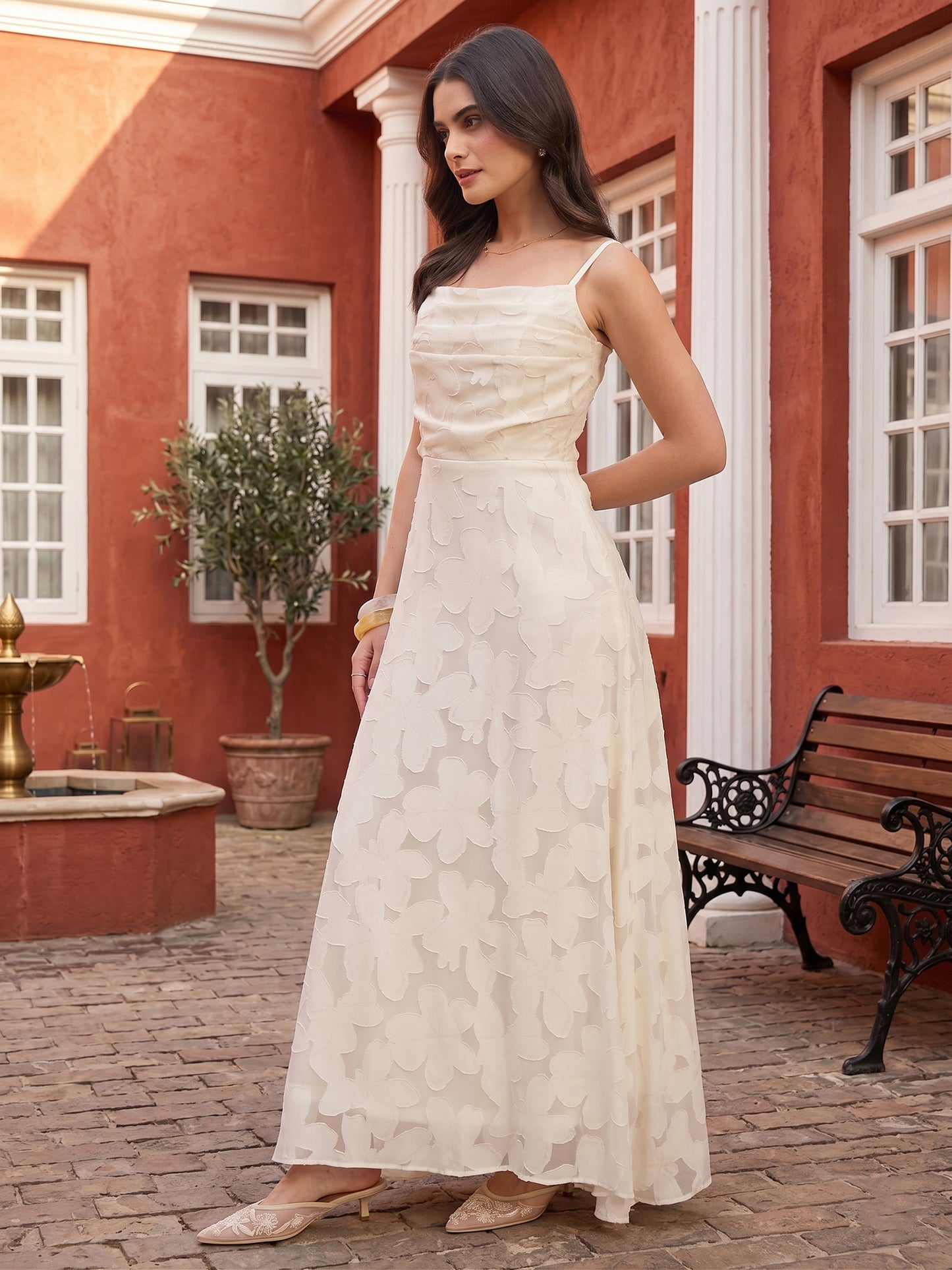 Floral Burnout Georgette Maxi Dress