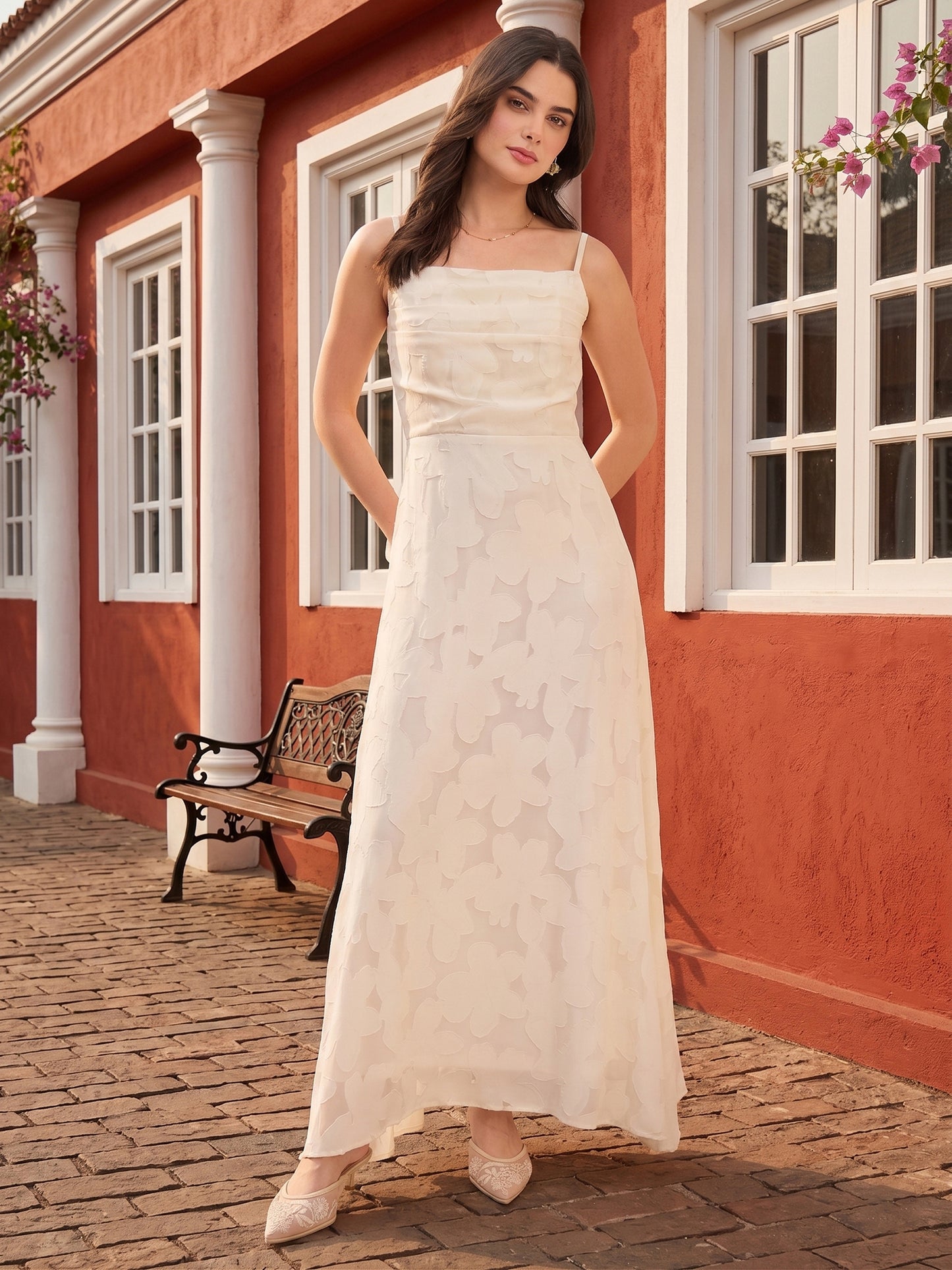 Floral Burnout Georgette Maxi Dress