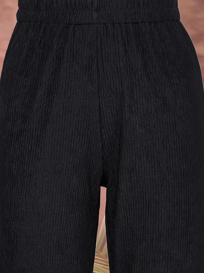 Crinkled Knit Wide Leg Lounge Pants
