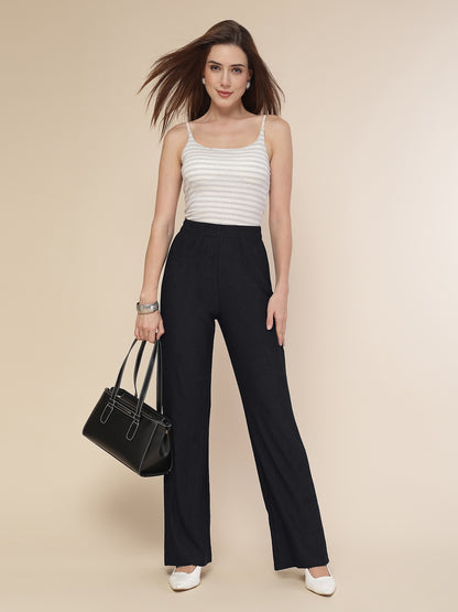 Crinkled Knit Wide Leg Lounge Pants