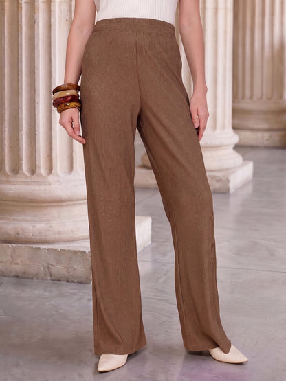 Crinkled Knit Wide Leg Lounge Pants