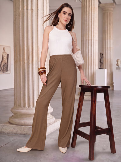 Crinkled Knit Wide Leg Lounge Pants