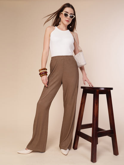 Crinkled Knit Wide Leg Lounge Pants