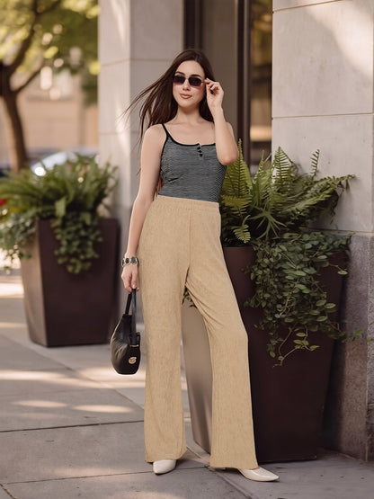 Crinkled Knit Wide Leg Lounge Pants