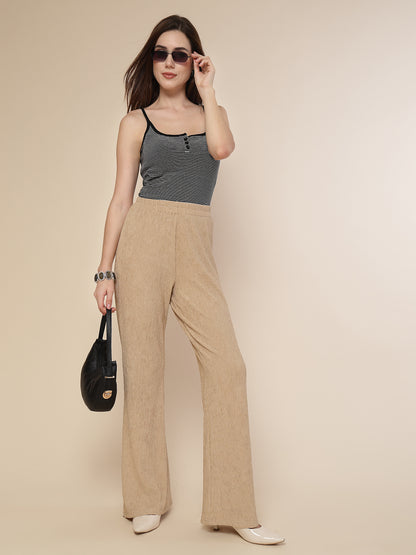 Crinkled Knit Wide Leg Lounge Pants
