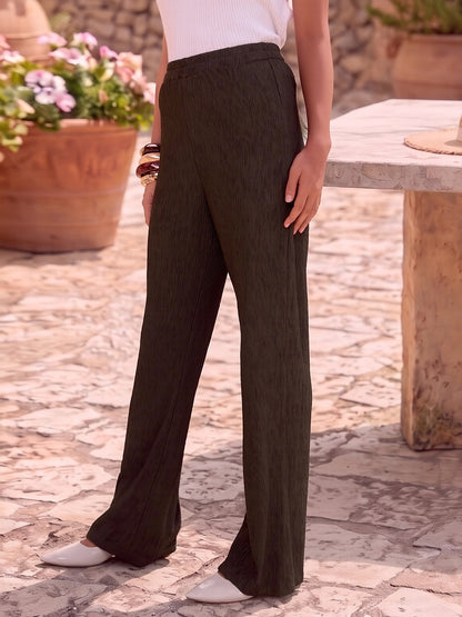 Crinkled Knit Wide Leg Lounge Pants