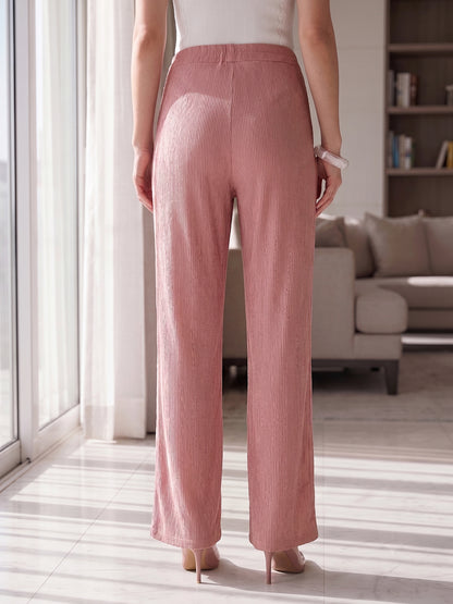 Crinkled Knit Wide Leg Lounge Pants
