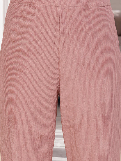 Crinkled Knit Wide Leg Lounge Pants