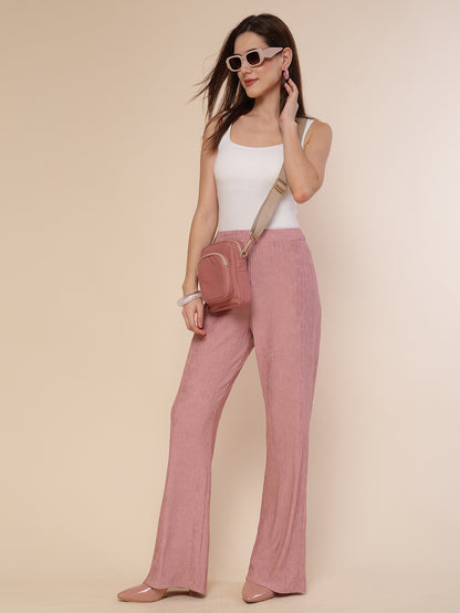 Crinkled Knit Wide Leg Lounge Pants