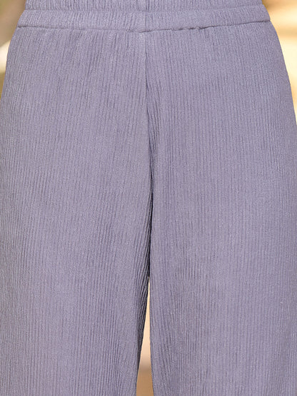Crinkled Knit Wide Leg Lounge Pants
