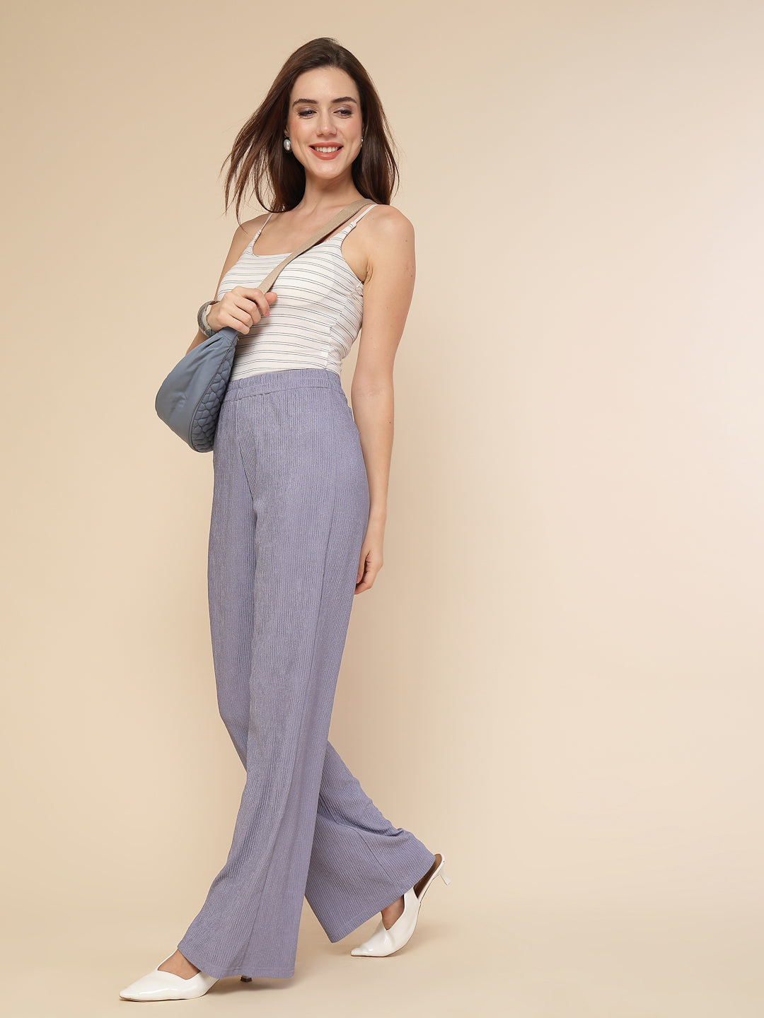 Crinkled Knit Wide Leg Lounge Pants