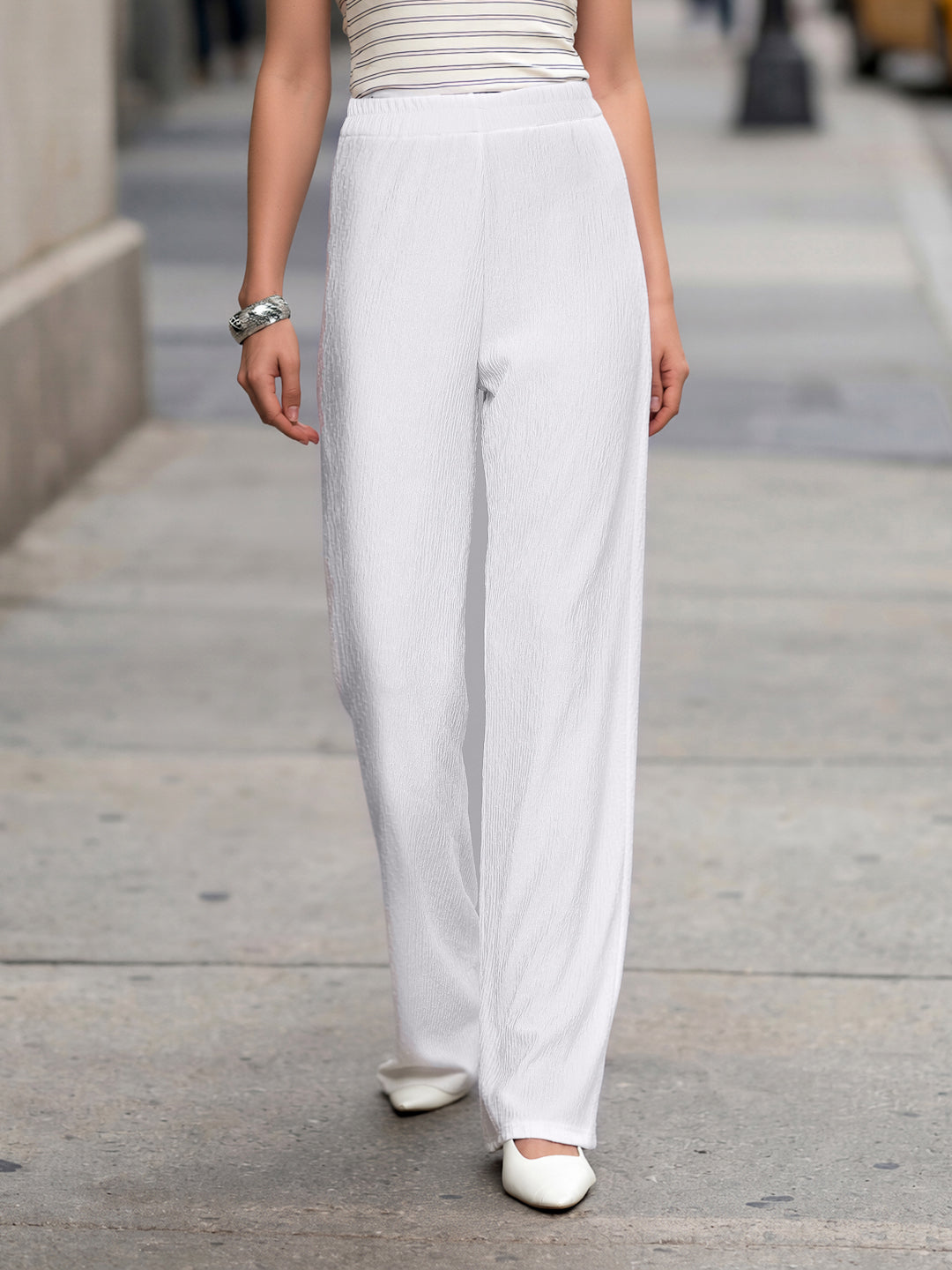 Crinkled Knit Wide Leg Lounge Pants