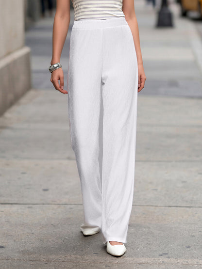 Crinkled Knit Wide Leg Lounge Pants