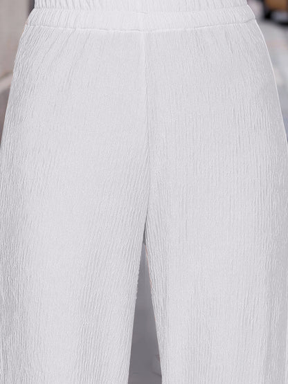 Crinkled Knit Wide Leg Lounge Pants
