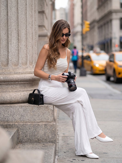 Crinkled Knit Wide Leg Lounge Pants